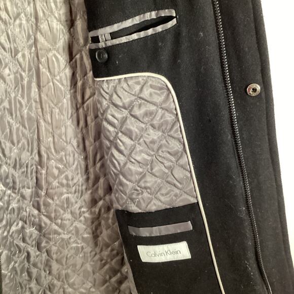 Calvin Klein Mens Jacket Coat Wool Blend Black Medium Minimalist Classic Fall - Picture 4 of 12